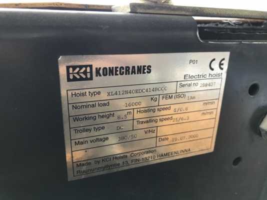 เครนสลิงโคเน่ 16 ตัน220,000 บาท10ตัน180,000 บาท 5 ตัน 90,000 บาท