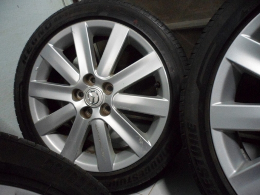 แม็ก18"5รู114+พร้อมยาง(10,900บ.)*ญี่ปุ่นแท้ทั้งset *ตัวนอกmasda+ยาง225/45/18  สนใจ t.085-227-5772 วี