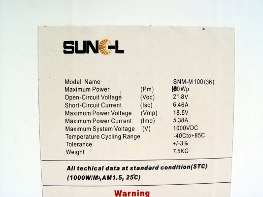 ขายแผงโซล่าเซลล์ 100 วัตต์