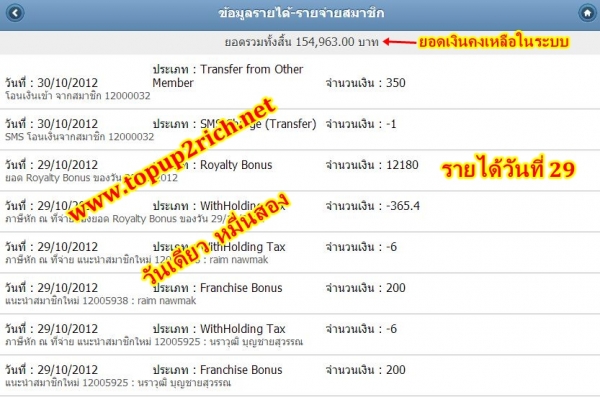 " พิสูจน์แล้วภายในระยะเวลาเพียงแค่ 6 เดือนมีผู้ประสบความสำเร็จมีรายได้ "" เกิน 1 ล้านบาทแล้ว 6 คน Topup2rich สุดยอดธุรกิจที่จะร้อนแรงที่สุดในทศวรรษ" " พิสูจน์แล้วภายในระยะเวลาเพียงแค่ 6 เดือนมีผู้ประสบความสำเร็จมีรายได้ "" เกิน 1 ล้านบาทแล้ว 6 คน Topup2rich สุดยอดธุรกิจที่จะร้อนแรงที่สุดในทศวรรษ"