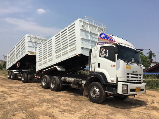 ISUZU DECA FXZ 360 ปลายปี 55 แม่ลูกดัมพ์พืชไร่อู่พิรุณแอชเซมบลี ใส่ของได้ 29,500 กก. รถสภาพเดิมๆ ไม่เคยเกิดอุบัติเหตุ สภาพยาง 70\%