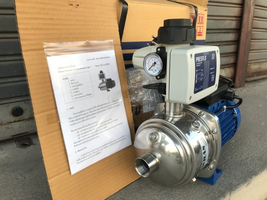 ขายปั้มน้ำแรงดันสูงหัวปั้มสแตนเลส Ebara 0.9HP. 220V ไฟบ้าน รุ่นใบพัด 3ชั้น made in Italy ขนาดเข้า 1นิ้ว ออก 1นิ้ว ของใหม่แกะกล่อง พร้อมชุดสวิทย์อิเลคโทรนิค สั่งซื้อราคาตัวละ 8,700 บาท