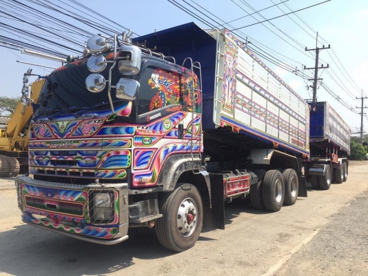 Isuzu 360 แรง ปี 55 แม่ลูกดัมพ์มิเนียมอู่สหะกิจ ลูกสามเพลาแท้ พร้อมใช้งานค่ะ