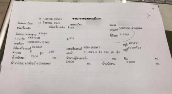 ขาย 365,000 สิบล้อหัวลาก NISSAN CW430H 2 เพลา เครื่อง PE6-230 แรง หัวบาง ยางดี คัสชีสวย เอกสารเล่มทะ