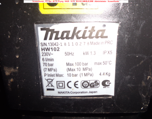 ขายเครื่องฉีดน้ำเเรงดันสูง MAKITA HW102 แรงดัน 100 บาร์ 1300W