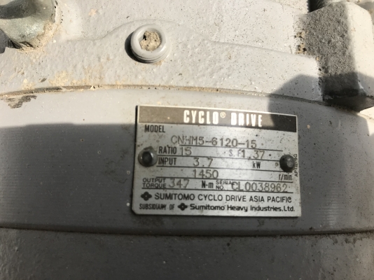 ขายมอเตอร์เกียร์ Cycro drive Sumitomo 5HP. 380V อัตราทด 1:15 เพลาออกประมาณ 100รอบต่อนาที สภาพสวยมากเดิมๆ วิ่งนิ่ม พร้อมใช้งาน มี 2ตัวครับ ราคาตัวละ 12,500 บาท
