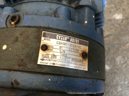 ขายมอเตอร์เกียร์ Cycrodrive Sumitomo 1HP. 380V made in Japan อัตราทด 1:51 เพลาออกประมาณ 28รอบต่อนาที สภาพสวย หขายมอเตอร์เกียร์ Cycrodrive Sumitomo 1HP. 380V made in Japan อัตราทด 1:51สภาพสวย หมุนนิ่ม พร้อมใช้งาน