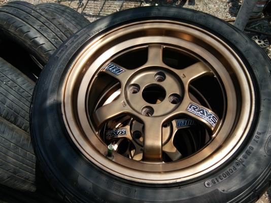 ขายแม็กTE37 4รู100 ขอบ15 หน้า7 หลัง8 นิ้ว พร้อมยาง195/55R15 TOYO ปี15 ดอกยางหนาสดทุกเส้น ชุดละ 6800 