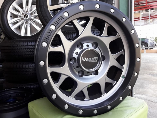 ขายล้อแม็กใหม่ hammer 3 16"&times;8.5" et0 6รู139.7 มี2สี สีเทาขอบดำด้าน, สีดำด้าน