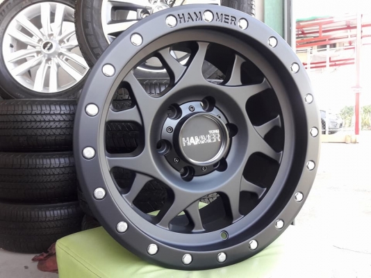 ขายล้อแม็กใหม่ hammer 3 16"×8.5" et0 6รู139.7 มี2สี สีเทาขอบดำด้าน, สีดำด้าน ขายล้อแม็กใหม่ hammer 3 16"×8.5" et0 6รู139.7 มี2สี สีเทาขอบดำด้าน, สีดำด้าน