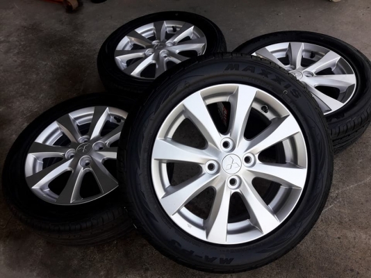 ขายล้อแม็ก mirage 15"&times;5" et46 4รู100 พร้อมยางใหม่ maxxis ma-p3 185/55r15