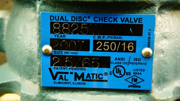CHECK VALVE " VALMATIC / MADE IN USA" CHECK VALVE " VALMATIC / MADE IN USA"