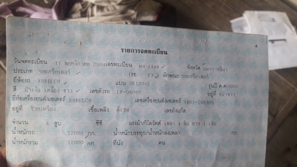 ขายด่วนSK120-3(มากที)ไฟฟ้ามี เอกสารเป็นเล่มทะเบียน ซื้อเก่านอกมา
