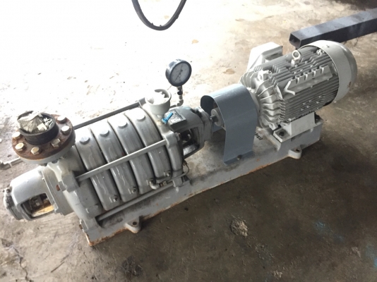 ขายปั๊มน้ำมัลติสเตจเก่าญี่ปุ่น ยี่ห้อKAWAMOTO ขนาด 3X3 นิ้ว  5ใบพัด พร้อมมอเตอร์ 15 แรง ไฟ 380 V สภาพสวยมากๆ