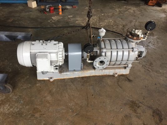 ขายปั๊มน้ำมัลติสเตจเก่าญี่ปุ่น ยี่ห้อKAWAMOTO ขนาด 3X3 นิ้ว  5ใบพัด พร้อมมอเตอร์ 15 แรง ไฟ 380 V สภาพสวยมากๆ