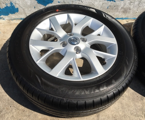 ล้อแม็กป้ายแดง Nissan 4รู100 ขอบ 15 พร้อมยางป้ายแดง Dunlop 185-65-15