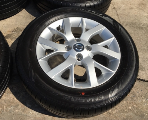 ล้อแม็กป้ายแดง Nissan 4รู100 ขอบ 15 พร้อมยางป้ายแดง Dunlop 185-65-15