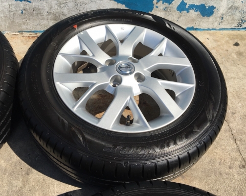 ล้อแม็กป้ายแดง Nissan 4รู100 ขอบ 15 พร้อมยางป้ายแดง Dunlop 185-65-15