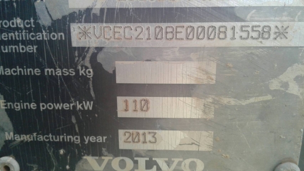 แบคโฮ VOLVO EC210 B ใช้งาน5000ช.ม เอกสารอินวอยซ์