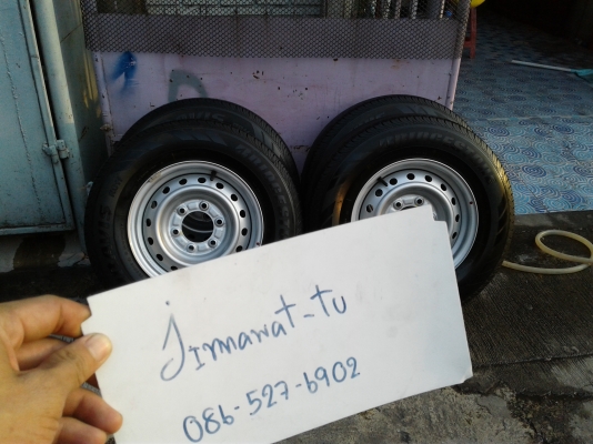 กะทะ+Bridgestone Duravis 195-15C ถอด All New D-max1.9  สภาพดอกเต็ม พร้อมใช้ ไม่มีปะ ราคา 4 วง 6,500 บาท