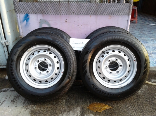กะทะ+Bridgestone Duravis 195-15C ถอด All New D-max1.9  สภาพดอกเต็ม พร้อมใช้ ไม่มีปะ ราคา 4 วง 6,500 บาท