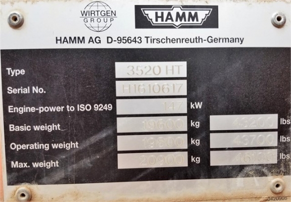 HAMM 3520 : รถบด 20 ตัน นำเข้าจากอเมริกา โทร. 080-6565422 (หนิง)