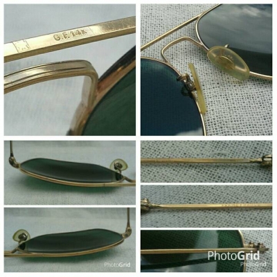 แว่นตาเฟรนช์โกลฟิลด์ 14 K ยุค &#039;60s โมเดลซุปเปอร์คลาสสิค &#039;สี่เหลี่ยม - นักบิน - ใหญ่&#039; 