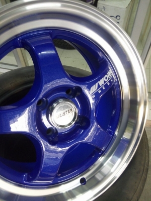 แม็กใหม่เอสวัน สีน้ำเงินกากเพชร ราคา 4 วง 7900 พร้อมยางใหม่ 12900 บาท