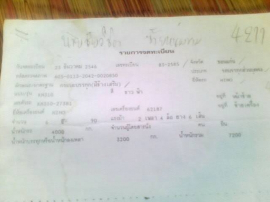 หกล้อKM 310 เครื่อง 6 สูบ 90แรง พร้อมใช้งานเอกสารทะเบียนพร้อม ล้อ 6 รู ยาง 825/16