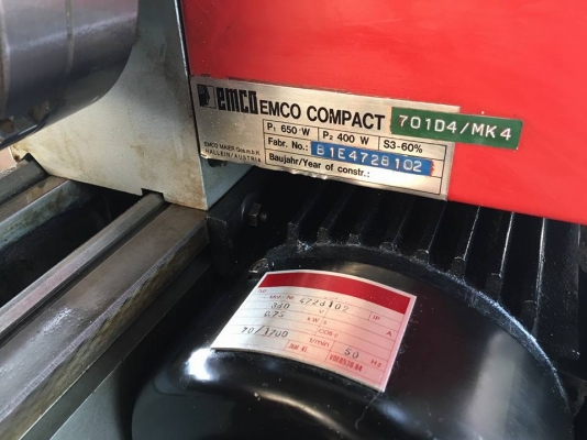 ขายครับขายเครื่องกลึง emco compact 10 จากออสเตรีย สภาพเก่าเก็บ ขายราคาเท่ากับ ของใหม่จีน ใครให้สูงกว่า 48000 เอาต้นฉบับของเครื่องตลาดในปจุบันไปเลย 0814583376 เอก ปทุม -หัวจับ 4" สี่จับ แบบฟันพร้อม -รูผ่านคอ 20 mm.  -ท้ายแท่น mt. 2 -ระยะswing over cro