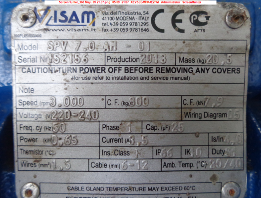 ขายมอเตอร์สั่น VISAM SPV7.0AM - 0.65Kw, 3.5A, 800Kg Force, 2 Pole ขายมอเตอร์สั่น VISAM SPV7.0AM - 0.65Kw, 3.5A, 800Kg Force, 2 Pole
