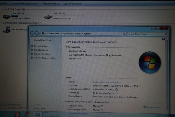 โน๊ตบุ๊ค ACER E1-570 15.6 นิ้ว Core i3-3217U Ram 4G HDD 500 GB ที่ชาร์ท กระเป๋า สภาพดี พร้อมใช้