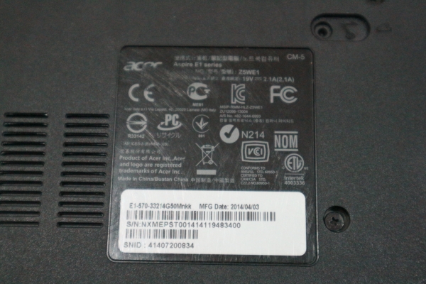 โน๊ตบุ๊ค ACER E1-570 15.6 นิ้ว Core i3-3217U Ram 4G HDD 500 GB ที่ชาร์ท กระเป๋า สภาพดี พร้อมใช้