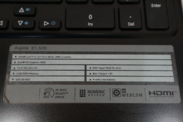 โน๊ตบุ๊ค ACER E1-570 15.6 นิ้ว Core i3-3217U Ram 4G HDD 500 GB ที่ชาร์ท กระเป๋า สภาพดี พร้อมใช้ โน๊ตบุ๊ค ACER E1-570 15.6 นิ้ว Core i3-3217U Ram 4G HDD 500 GB ที่ชาร์ท กระเป๋า สภาพดี พร้อมใช้
