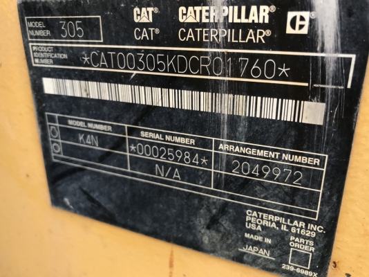 CAT 305SR-DCR01760 ปี 2007 3460 ชม. นำเข้าจากญี่ปุ่น