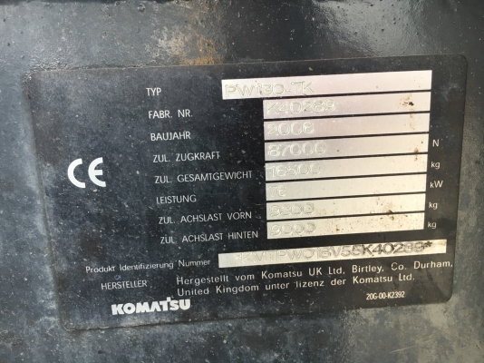 Komatsu PW130-7K รถขุดล้อยาง นำเข้าจากญี่ปุ่น โทร. 080-6565422 (หนิง)