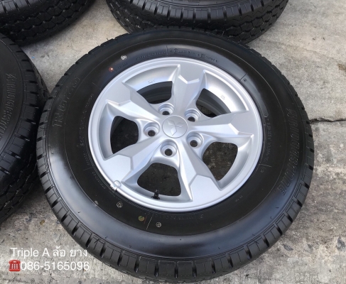 ล้อแม็กพร้อมยางป้ายแดง Mitsu Triton ขอบ 15 Bridgestone 215-70-15 ปี 18