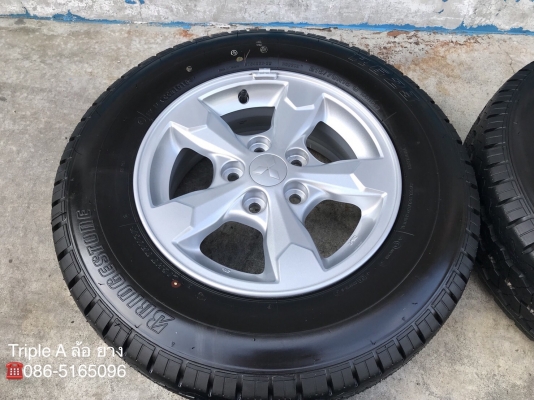 ล้อแม็กพร้อมยางป้ายแดง Mitsu Triton ขอบ 15 Bridgestone 215-70-15 ปี 18