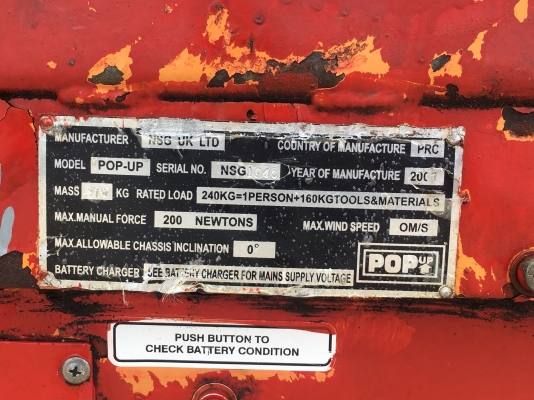 รถกระเช้า ยี่ห้อ POP UP รุ่นปี 2007 ยกสูง 2.5เมตร