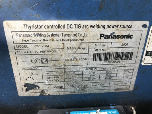 ขายตู้เชื่อมไฟฟ้า Pana tig mini150 สภาพดีออกจากโรงงาน อุปกรณ์สายเชื่อมครบ ราคา 12,500 บาท