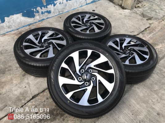 ล้อแม็กพร้อมยางป้ายแดง Honda Civic FC ขอบ16 Dunlop 215-55-16 แม็กสวย ตุ่ม เส้นสีชัด