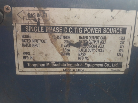 ขาย !! ตู้เชื่อม PANA-TIG.รุ่นMINI150.ตามสภาพไฟ220v.