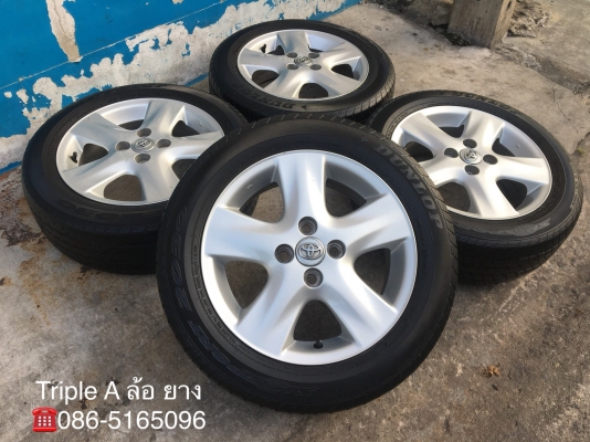 ล้อแม็ก Toyota Vios Yaris ลาย 5 ก้าน ขอบ 15 พร้อมยาง Dunlop 185-60-15 ปลายปี 13