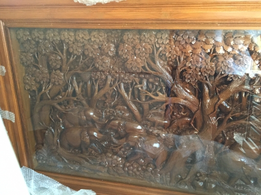 ขาย ภาพไม้แกะสลัก ขนาดใหญ่ เป็นไม้สักทองแท้ ใช้ไม้แผ่นเดียวในการแกะสลัก