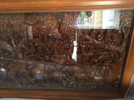 ขาย ภาพไม้แกะสลัก ขนาดใหญ่ เป็นไม้สักทองแท้ ใช้ไม้แผ่นเดียวในการแกะสลัก