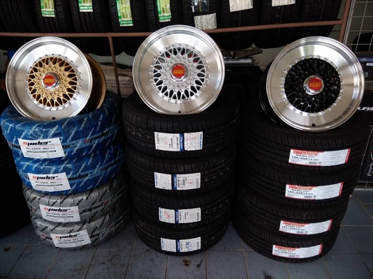 แม็กใหม่บีบีเอส ขอบ 15 ราคา 8900 พร้อมยางไทยปี 18 ราคา 13500 บาท พร้อมติดตั้ง