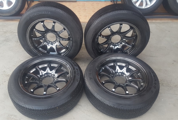 ล้อมือ2 CE28 ขอบ18สีแบล็คโครม 6รู139 พร้อมยาง  4 ล้อ