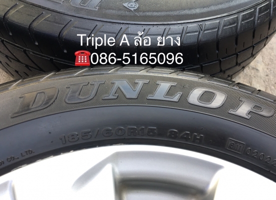 ล้อแม็ก Toyota Vios Yaris ขอบ 15 พร้อมยาง Dunlop 185-60-15 ปลายปี 14