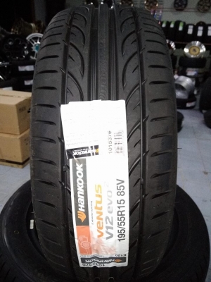 ยางใหม่ฮันคุกวี 12 ขนาด 195 55 15 ปี 18 สี่เส้น 6900 บาท พร้อมติดตั้ง