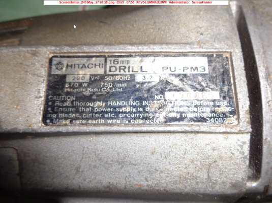 ขายสว่านไฟฟ้ารอบช้า ฮิตาชิ 16 มม. รุ่น PU-PM3 670 W